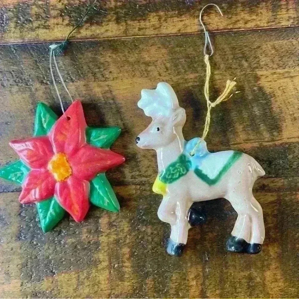Vintage Hand Painted Christmas ornament lot from the‎ 80s